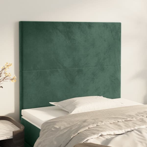 Sänggavel mörkgrön 100x5x118/128 cm sammet