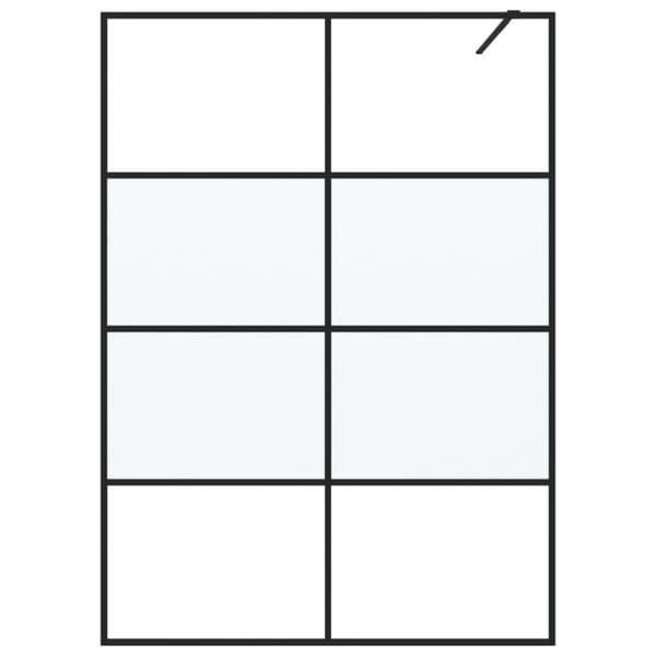 Duschvägg svart 140x195 cm halvfrostat ESG-glas