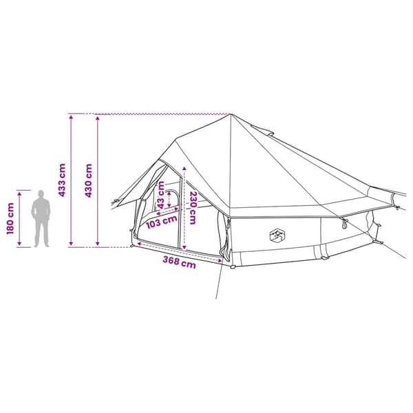 Tipi Tält Brun Grå 800 x 800 x 430 cm Polyester och Stål