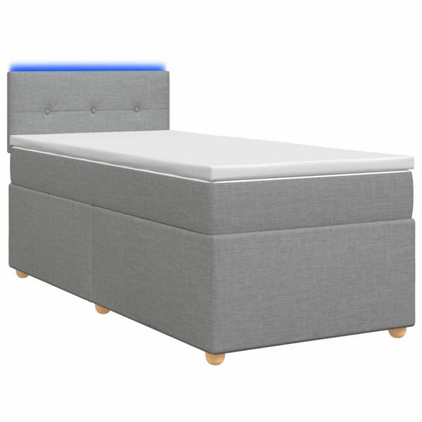 Kontinentalsäng med madrass Ljusgrå 100 x 200 cm Tyg