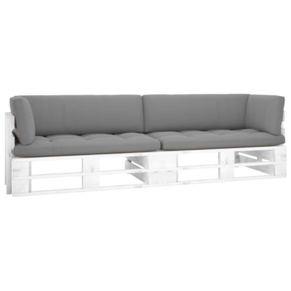 Pallsoffa 2-sits med dynor vit impregnerad furu