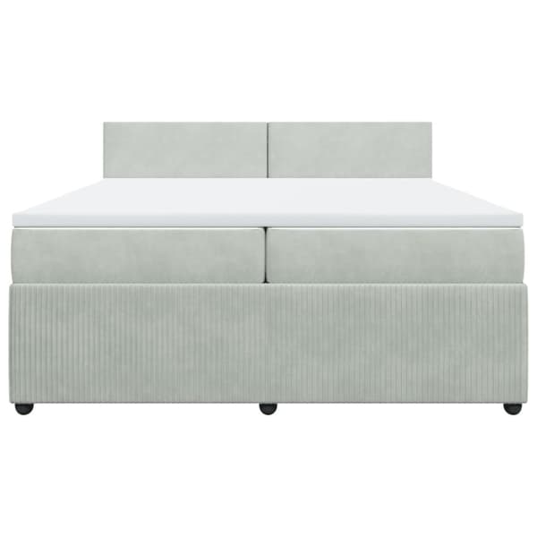 Ramsäng med madrass ljusgrå 200x200 cm sammet