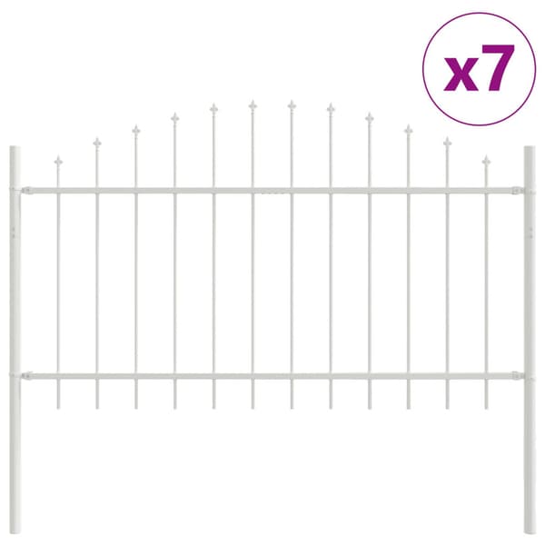 Trädgårdsstängsel 7 pcs Vit 170 x 140 cm Pulverlackerat stål