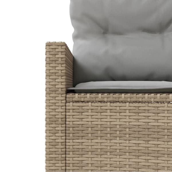 Trädgårdssoffa med bord och dynor halvrund beige konstrotting