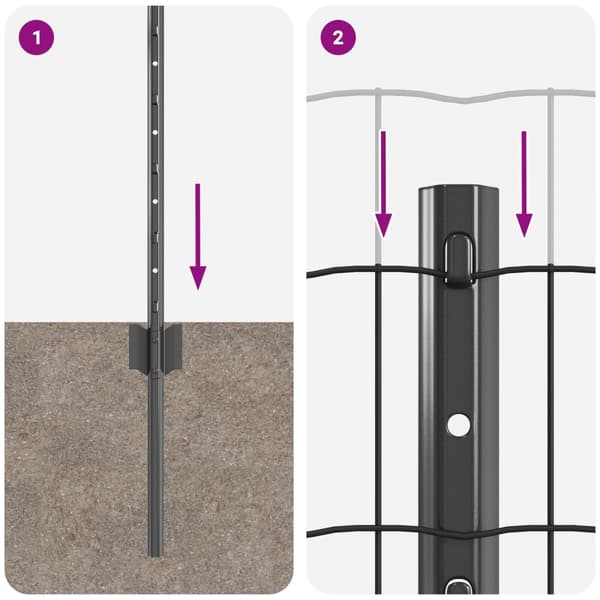Stängsel med stolpe Grå 0,6 x 50 m Stål och PVC