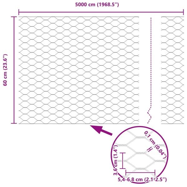 Hexagonstängsel Grön 0,6 x 50 m PVC