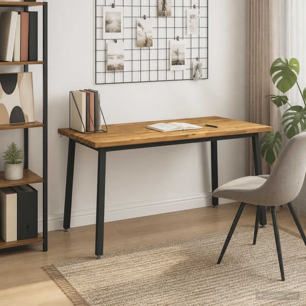 140 x 70 x 75 cm Massivt Akaciaträ Vit och svart Rektangulär