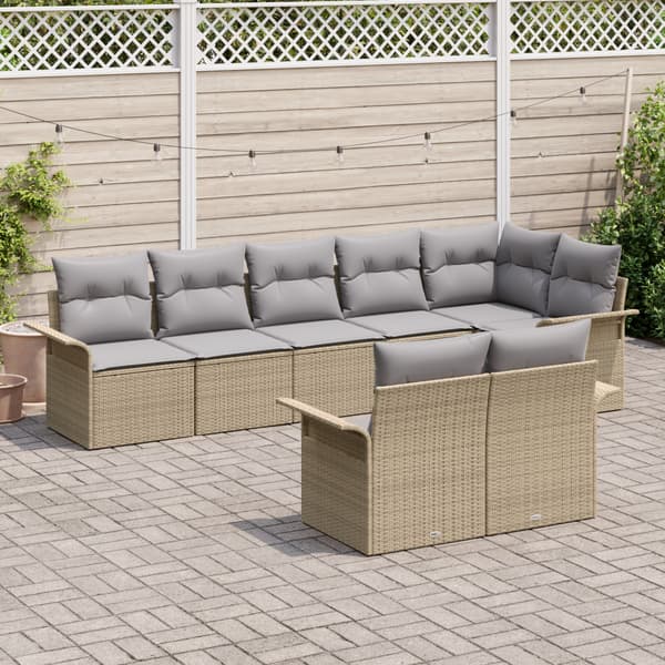 Trädgårdsoffset med lagring 8 pcs Beige konstrotting