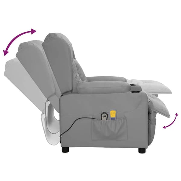 Elektrisk massagefåtölj Grå konstläder