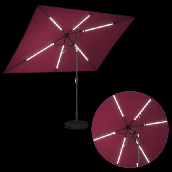 Trädgårdsparasol med LED Lampor 200 x 300 cm Polyester