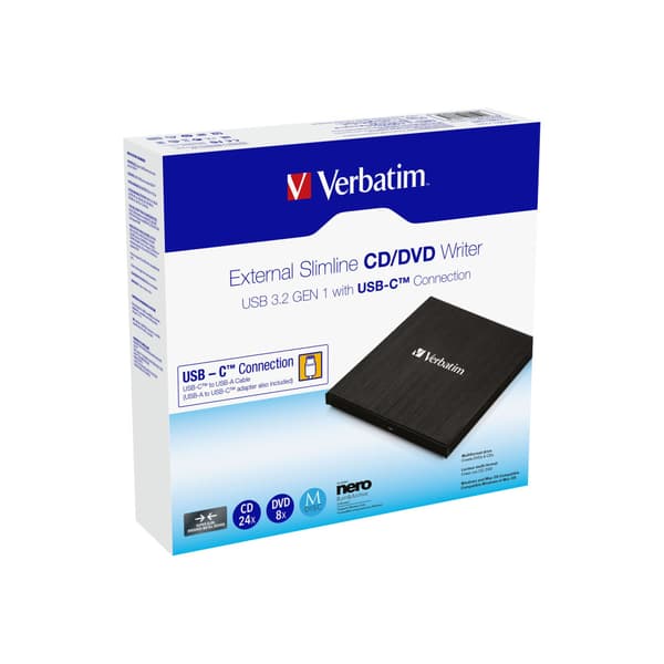 Verbatim Slimline - DVD±RW-enhet (±R DL) - USB 3.2 Gen 1 - extern