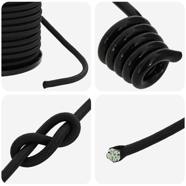 Bungee-rep med krokar 6 mm Svart PP och gummi