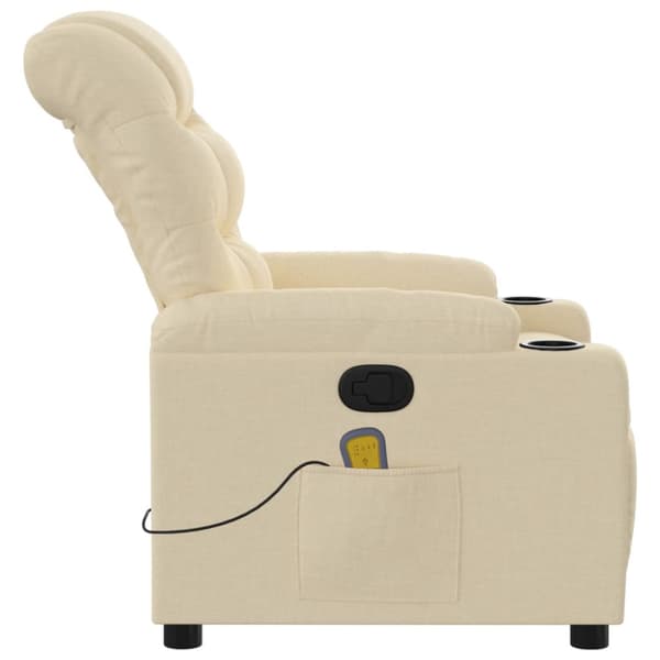 Massagefåtölj krämfärgad tyg