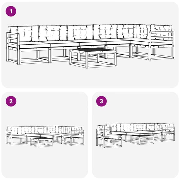 Utomhussoffset 7 pcs Vit och ljusgrå 79 x 79 x 37 cm Polyester