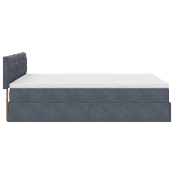 Ottoman sängram med madrass mörkgrå 140x200 cm sammet