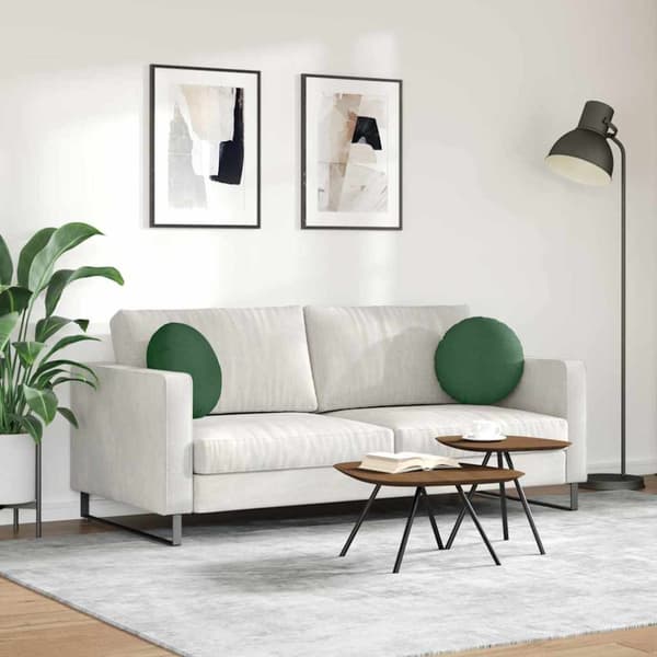 Sittkuddar 2 pcs Mörkgrön Ø 40 cm Kordread tyg