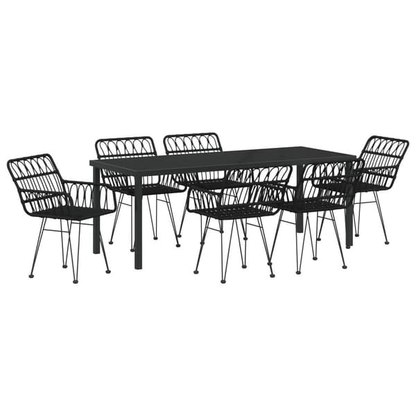 Trädgårdsmöbelset 7 pcs Svart Pulverlackerat stål
