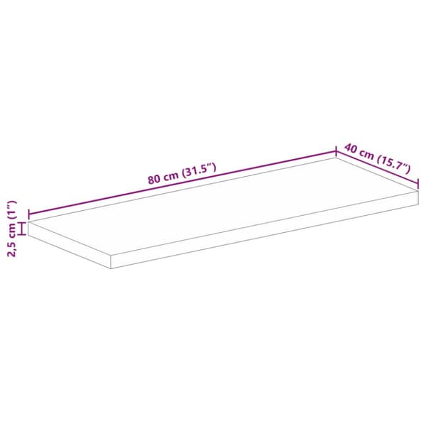 Bordsskiva 80x40x2,5 cm rektangulär massivt mango-trä