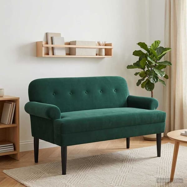 Loveseat med knapprapport Mörkgrön 120 x 66 x 78 cm Sammet