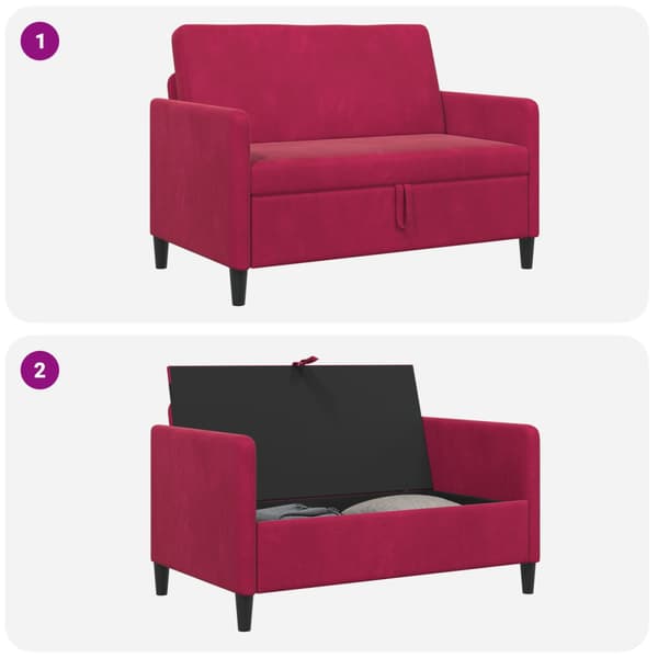 Soffa med förvaring Vinröd 122 x 78 x 87 cm Polyester
