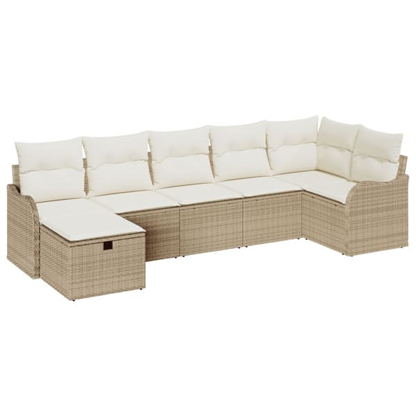 Soffset med kudde Beige och gräddfärgad konstrotting