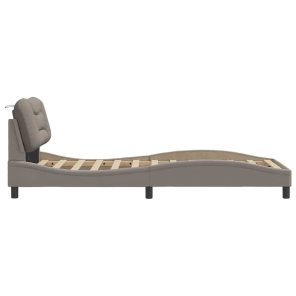 Bed Frame with LED without Mattress "Hvar" Taupe 90x200 cm Fabric