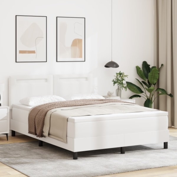 Box spring säng med madrass Vit 140x200 cm Faux läder
