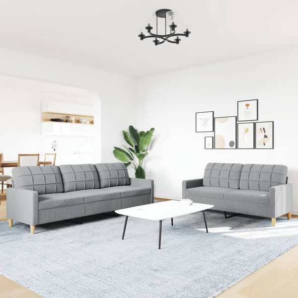 Soffgrupp 2 delar ljusgrå tyg