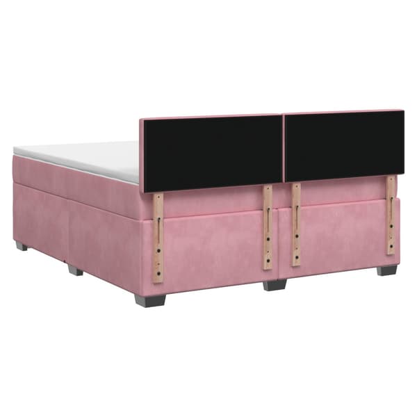 Boxspring säng med madrass och LED Rosa 160 x 200 cm Sammet
