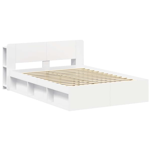 Sängram med förvaring Vit 150 x 200 cm Konstruerat trä