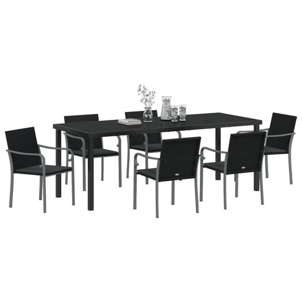 Trädgårdsmöbelset 7 pcs Svart och Grå PE Rattan
