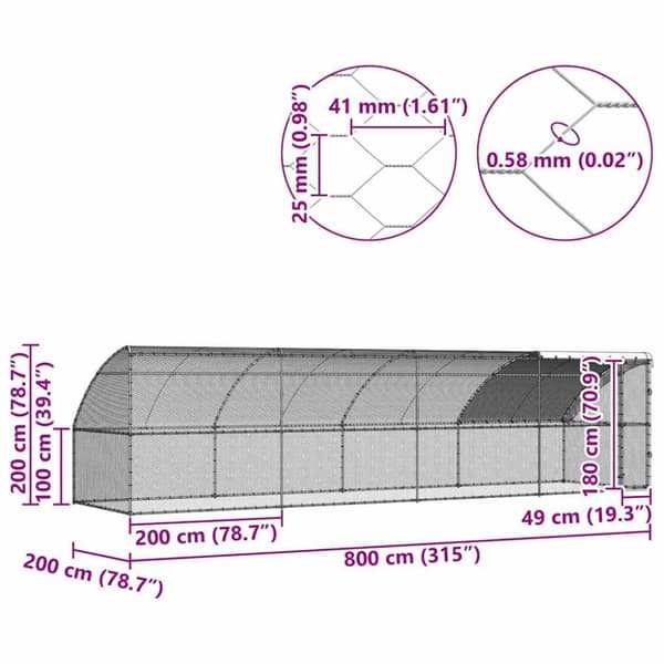 Hönshus 4 pcs Silver 800 x 200 x 200 cm Stål och PE
