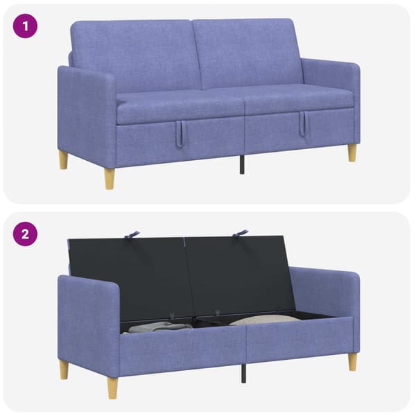 Soffa med förvaring Jeansblå 172 x 78 x 87 cm Polyester