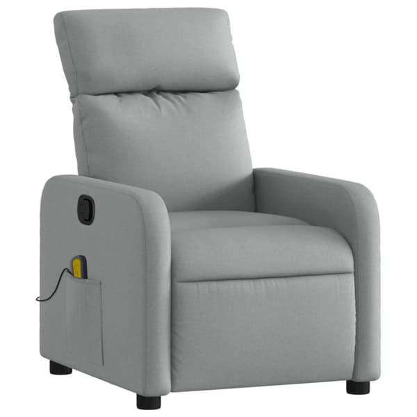 Massagefåtölj ljusgrå tyg