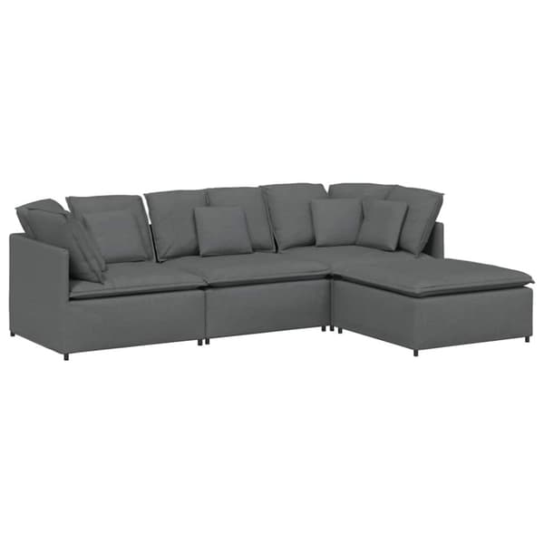 Modulsoffa med fotpall och dynor mörkgrå
