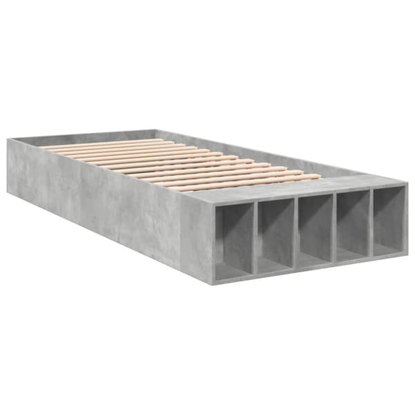 Sängram betonggrå 90x200 cm konstruerad trä