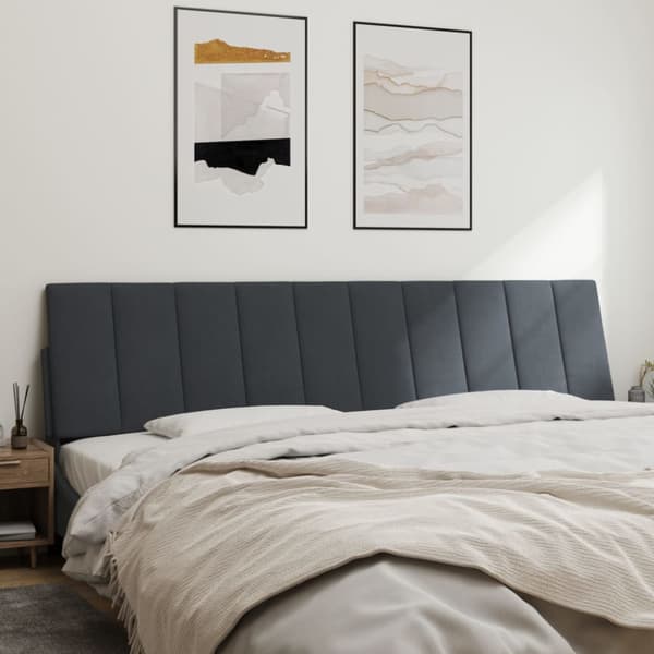Headboard Cushion "Hanko" Dark Grey 200 cm Velvet