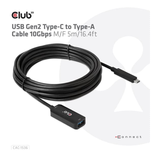 Club 3D - USB typ C-förlängningskabel - USB-C till USB typ A - 5 m