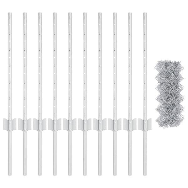 Kedjegaller med stolpe 10 x 0,6 m Galvaniserat stål Silver Mesh