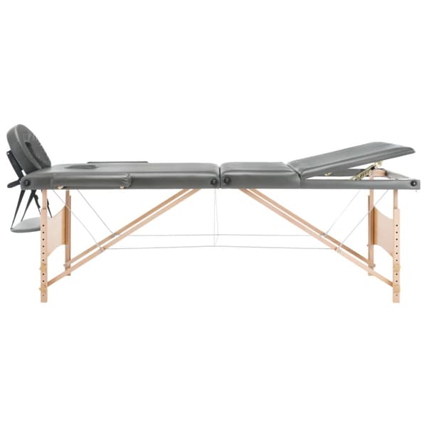 Massagebänk med 3 zoner träram antracit 186x68 cm