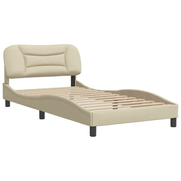 Bed Frame without Mattress "Hvar" Cream 100x200 cm Fabric