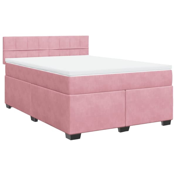 Ramsäng med madrass rosa 160x200 cm sammet