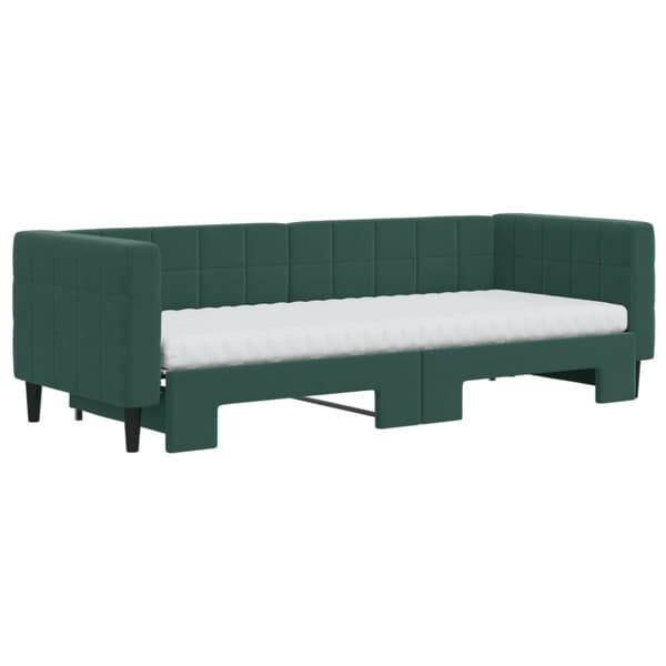Dagbädd med madrasser utdragbar mörkgrön 80x200 cm sammet