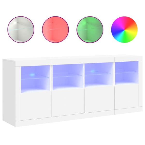Skänk med LED-belysning vit 163x37x67 cm