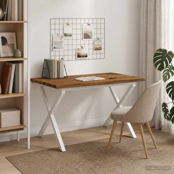 90 x 55 x 75 cm Massivt Akaciaträ Naturlig och vit Rektangulär