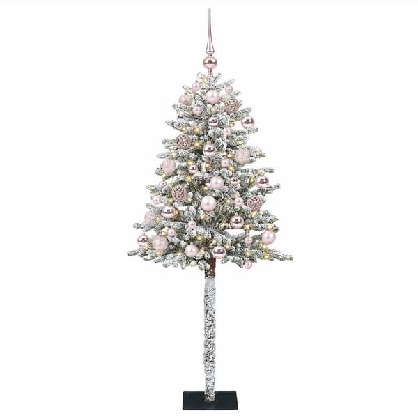 Konstgjord julgran med kulor 180 cm 300 LED-lampor Varmvit