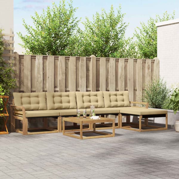 Utomhussoffset 6 pcs Vit och Beige 79 x 79 x 37 cm