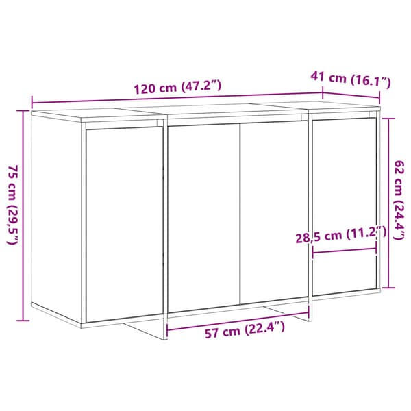 Sideboard Grå sonoma 120 x 41 x 75 cm Konstruerat trä