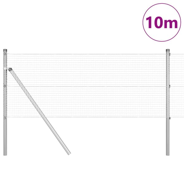 Stängselstolpe Silver 10 x 0,6 m (19 x 19 mm nät) Stål
