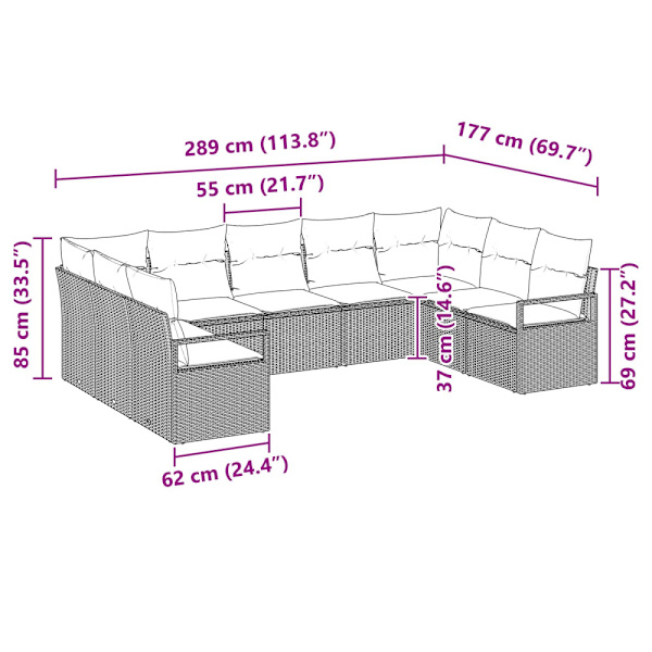 Soffset med kudde 9 pcs Grå konstrotting
